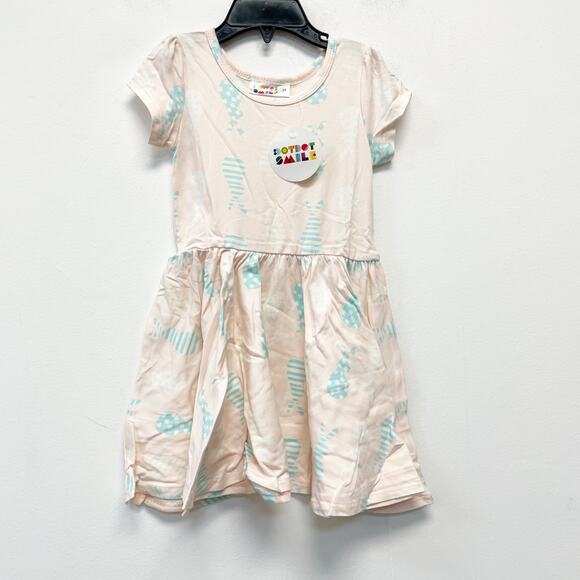 Dot Dot Smile Girls Light Pink Easter Print Cap Short Sleeve Dress Size 2T - Picture 1 of 4